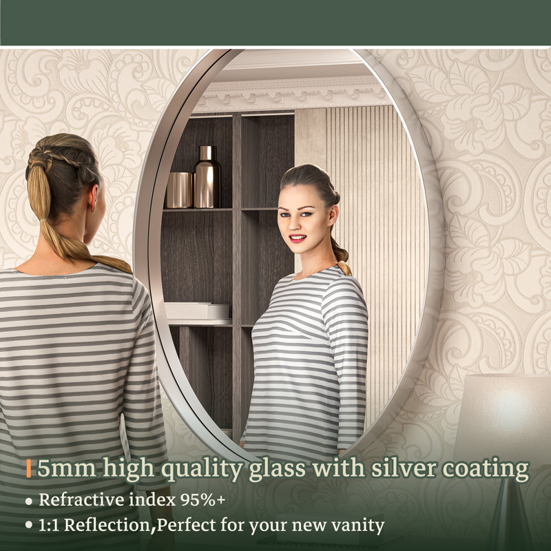 Miroir de salle de bain Emmarose, 30 po x 22 po, Argent