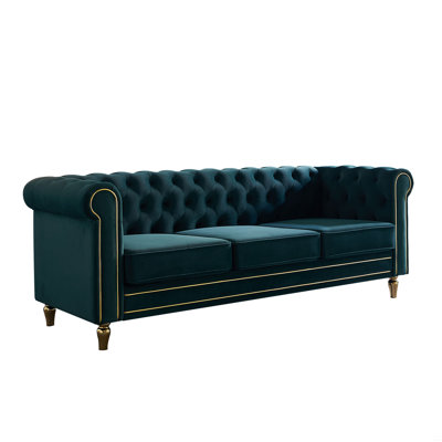 Chesterfield Velvet Sofa 84.65 Inch