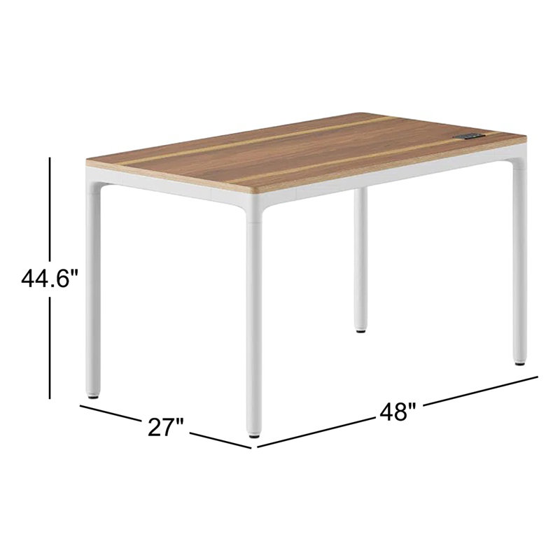 Four Leg Standing Desk, White, Woodgrain, 44.6" H x 48" W x 27" D