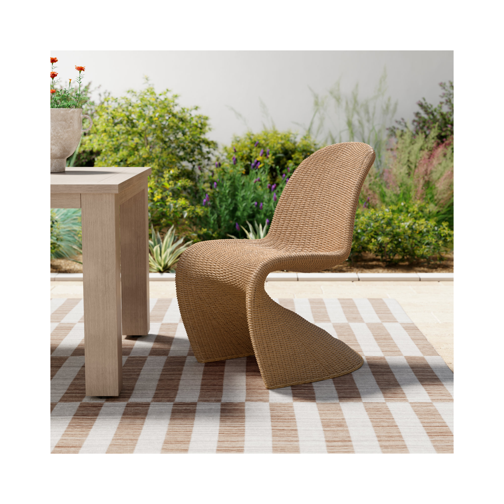 Daughtery Wicker Dining Side Chair, Neutral Tan