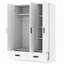 Garde-robe 3 portes avec tiroirs de rangement, tablettes et tringle