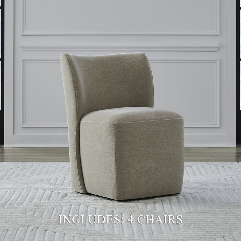 Faouzi Upholstered Dining Chairs w/ Casters , Wicker