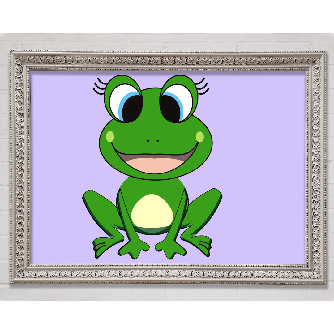 Gerahmtes Leinwandbild Happy Frog Ready to Leap Pink