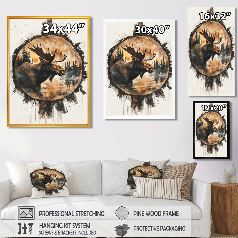 Glinton - Animals Wall Art, Single Picture Frame Print, 40" H x 30" W, Black