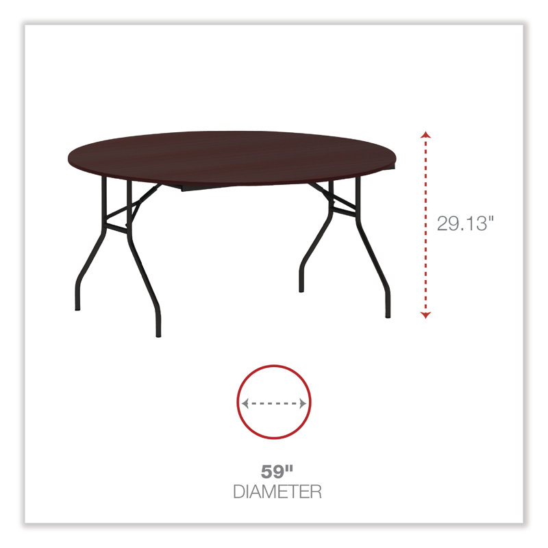 Mahogany 59'' Round Scratch-Resistant Folding Table with Steel Legs