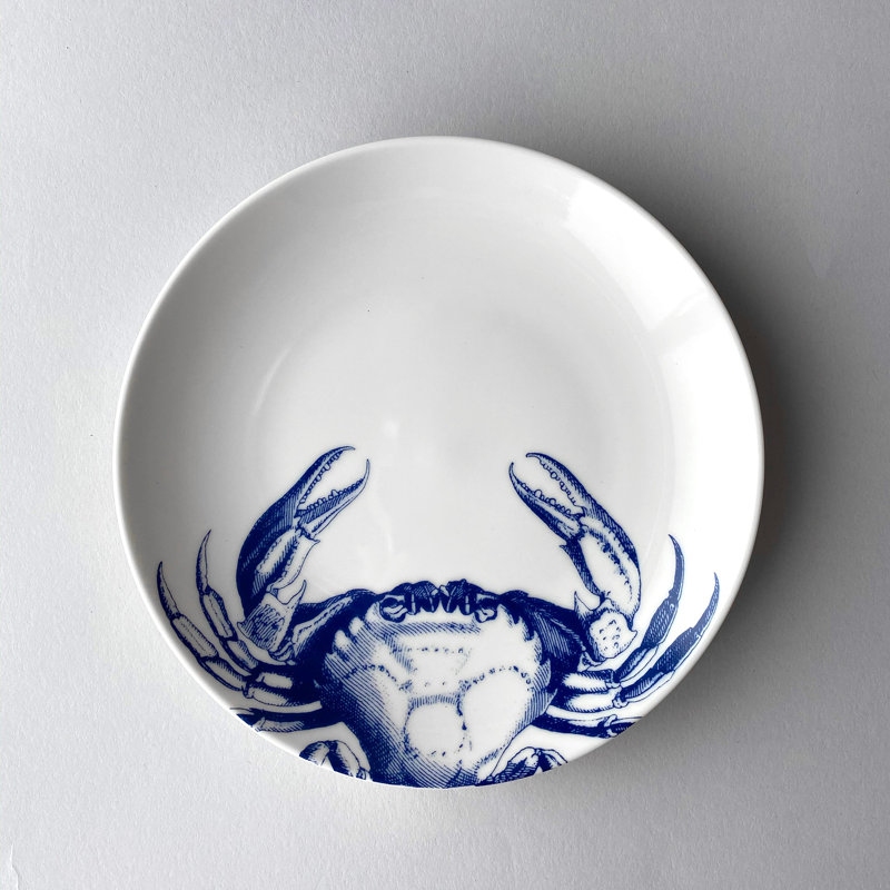 Crabs Handmade Porcelain Salad/Dessert Plate
