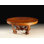 Italian Round Solid Walnut Dining Table with Inlaid Top and Pedestal Base