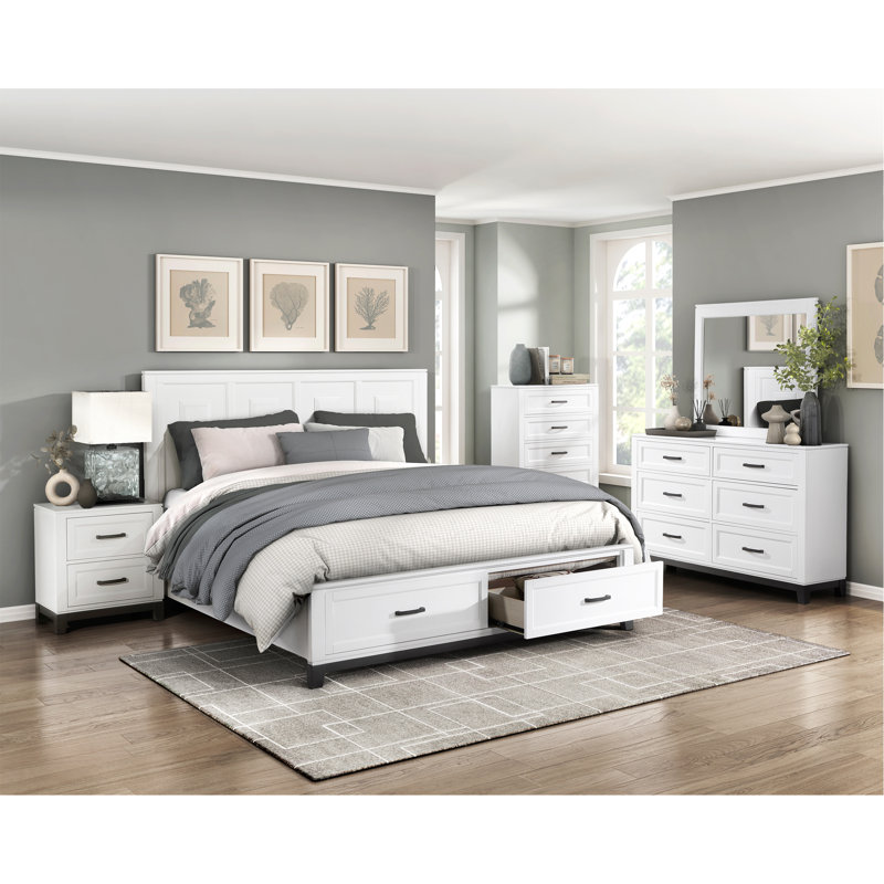 Nightstand With 2X Storage Drawers Wooden Bedroom Furniture 1Pc, White