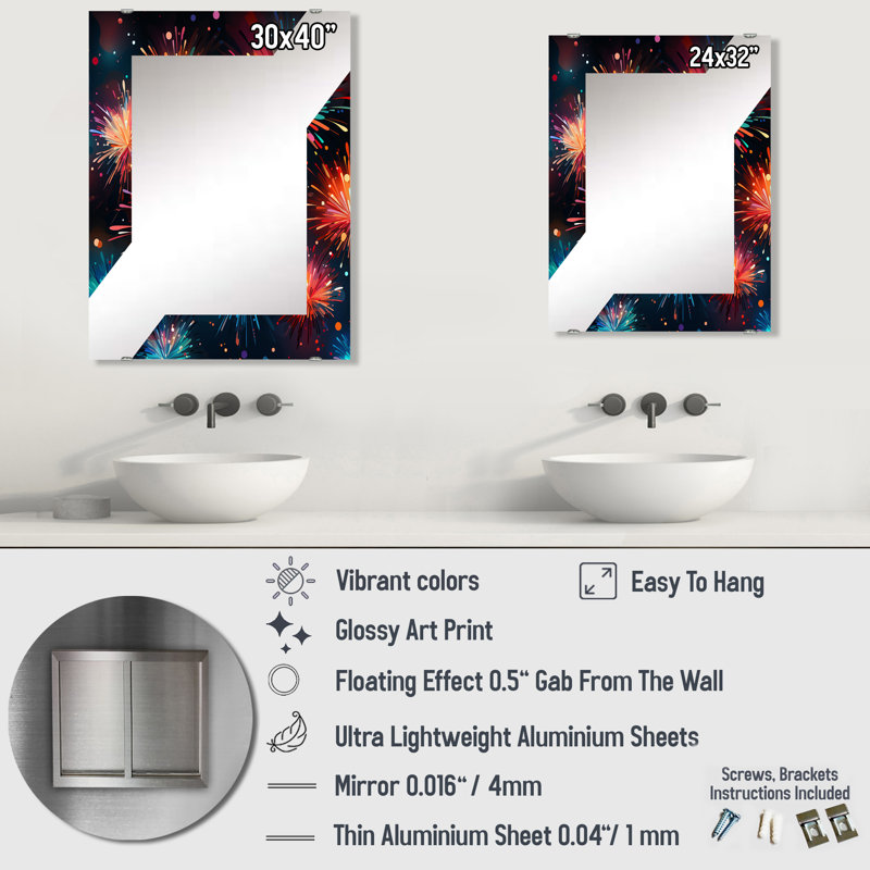 Filsaime - Miroir de feux d'artifice mural MIR134006, 32 po x 24 po