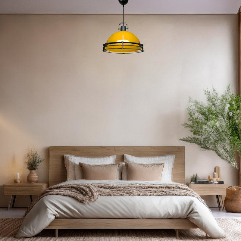 Metal Dome Single Pendant, Yellow