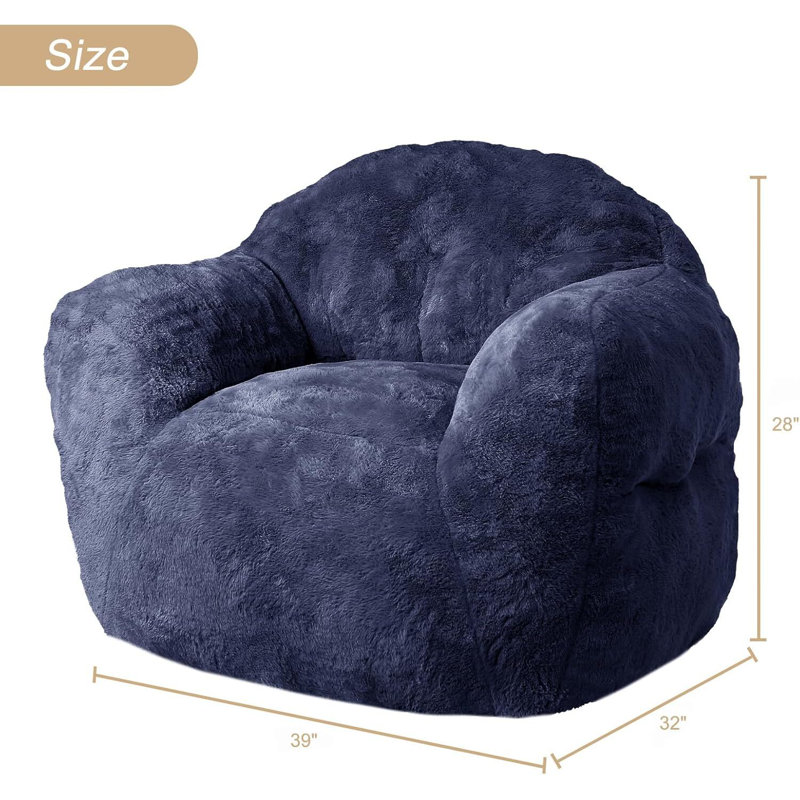 Fauteuil à billes pour adultes avec bourre, H 28 po x l 39 po x P 32 po, Marine
