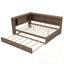 Lit de jour en bois pleine grandeur avec tablettes de rangement, USB, DEL et lit gigogne-1091214832