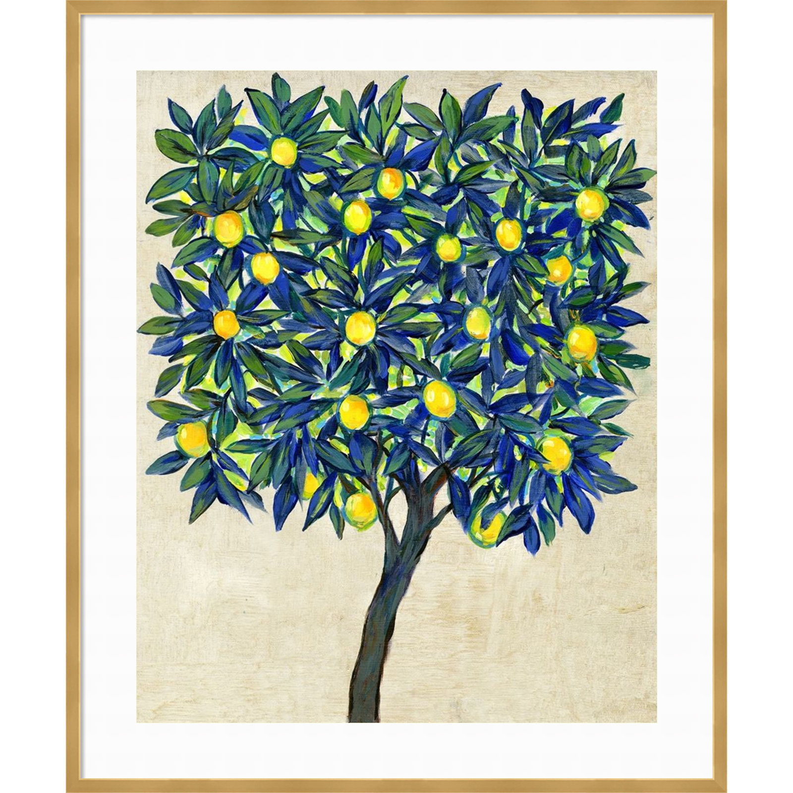 Lemon Tree Composition II by Tim Otoole, 41.25" H x 34.38" W x 0.88" D, Gold