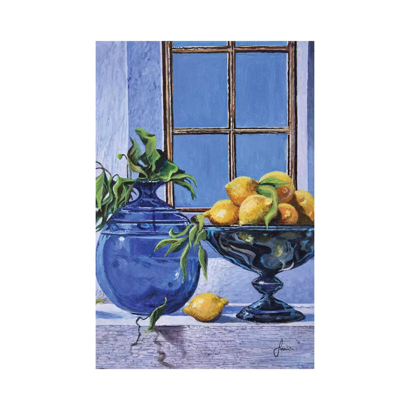 Citrons par Sinisa Saratlic - peinture sur toile tendue, H 12 po x l 8 po x P 0,75 po