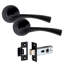 5 Pairs Astrid Twist Design Door Handles on Round Rose in Matt Black Finish