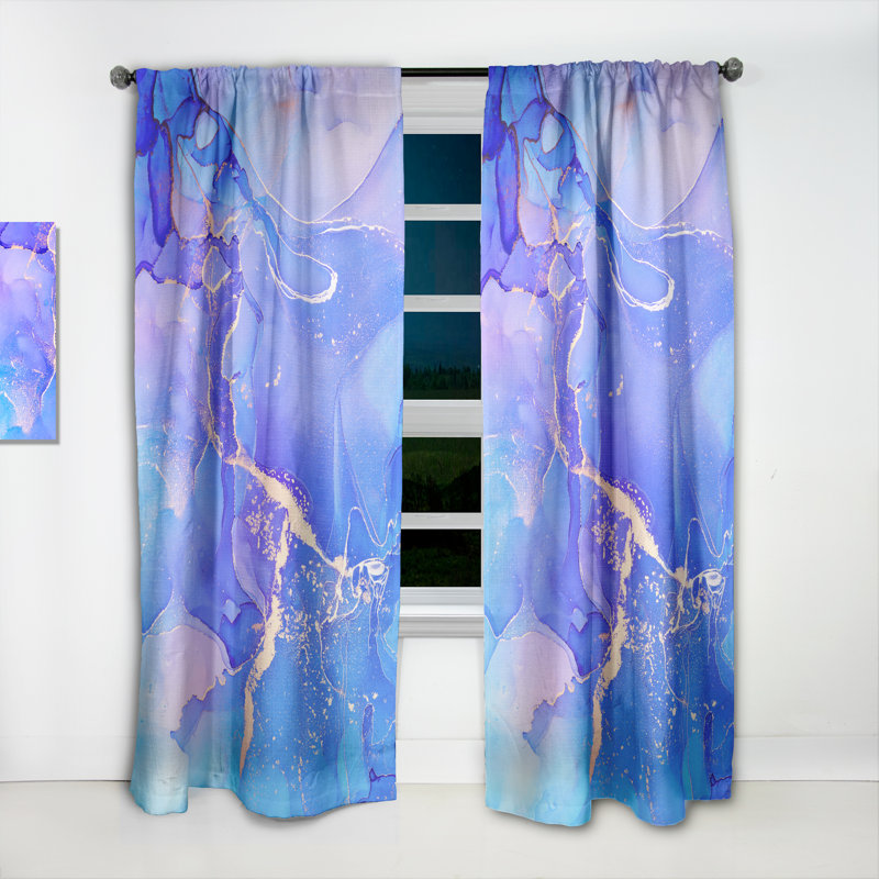 Purple And Blue Liquid Fuchia Art VIII - Abstract Curtain - Velvet Room darkening - 1 panel