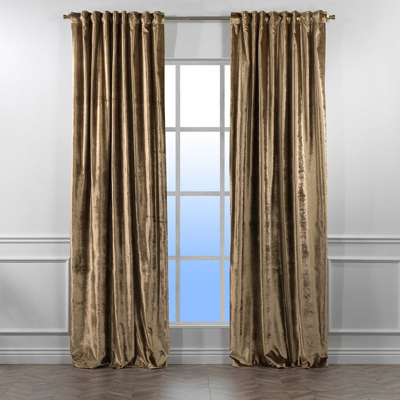Panneau de rideau simple doublé occultant en velours brillant extra large et très long, L 52 po x L 95 po, 27 - brun