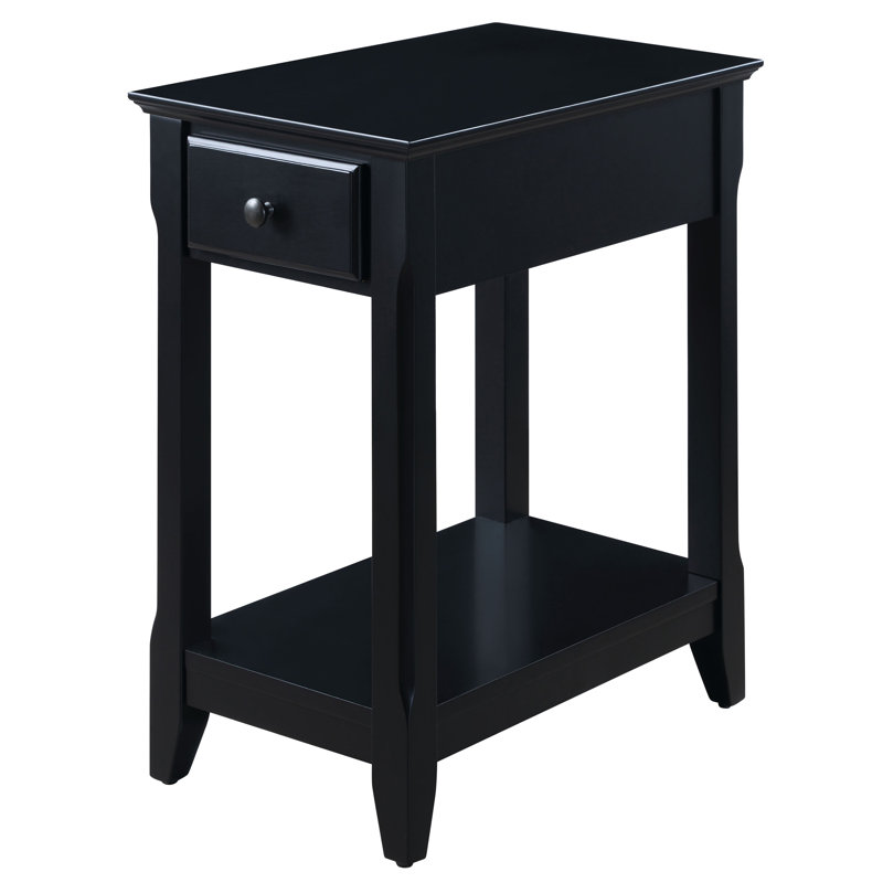 Symmons 1-Drawer Side Table with Bottom Shelf, Black