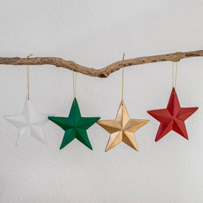 Set of 4 Light Star Holiday Shaped Ornament