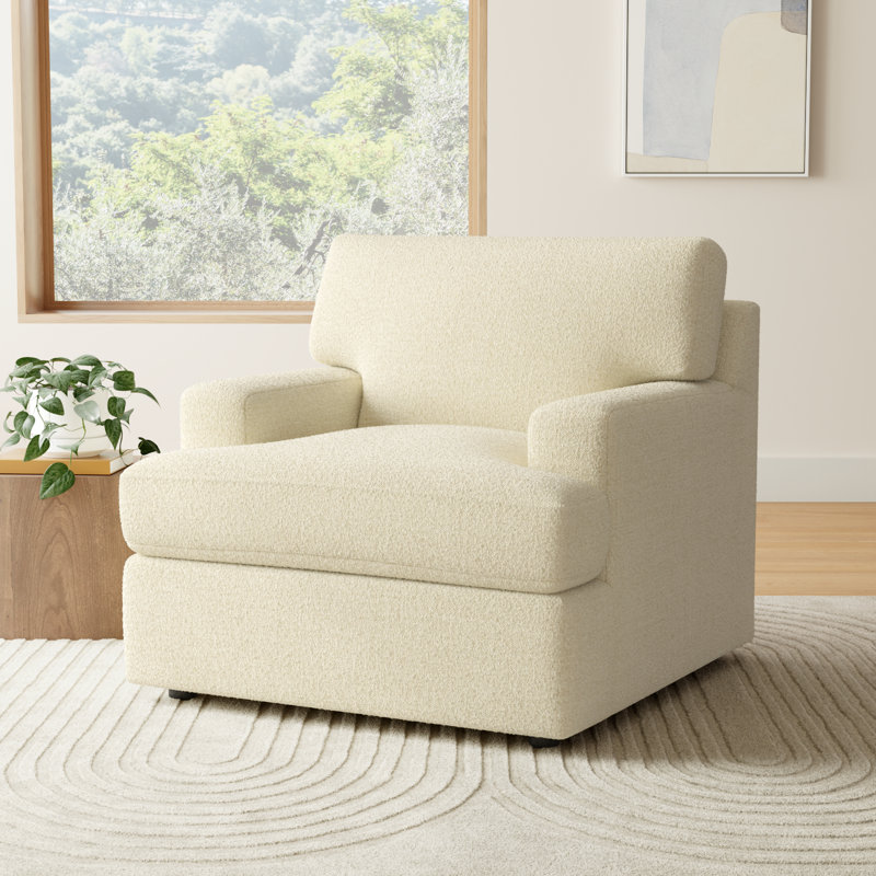 Cleo Upholstered Custom Accent Chair, Davis Pearl Performance Bouclé