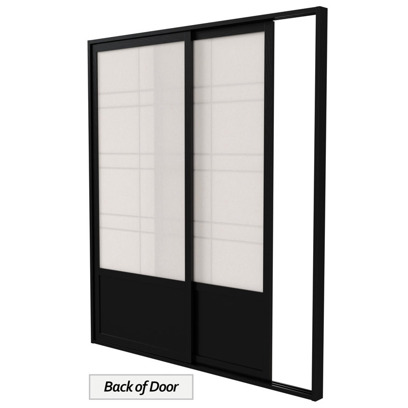 83" x 73.5" Eudes Shoji Double Sliding Room Divider, Black