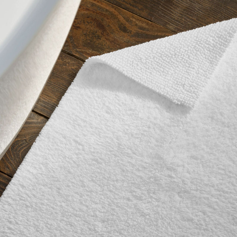 Reversible 100% Cotton Rectangle Bath Rug, Parchment