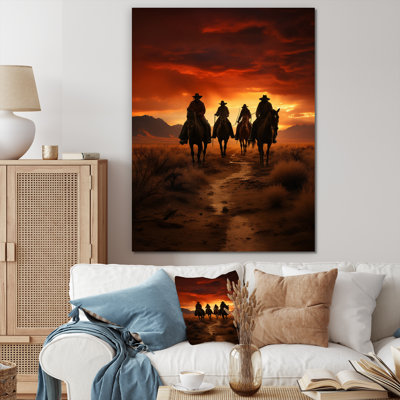 " Western Sunset Riders " Mixed Media and Color Photography Print