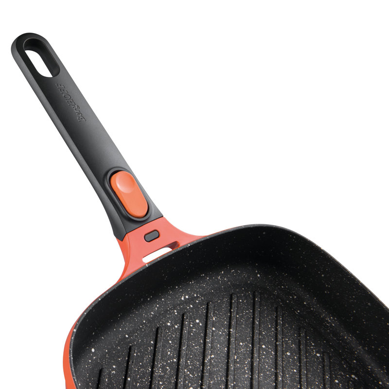 11" Black Non-Stick Cast Aluminum Grill Pan with Detachable Handle