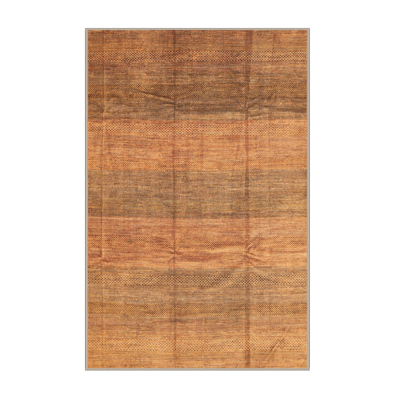 Tapis orange tissé à la machine Miya-Leigh, Rectangle 7 pi x 9 pi