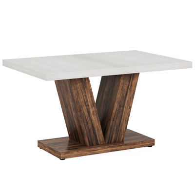 Table de salle à manger de 47 po pour 4-6 personnes - Table de cuisine et de salle à manger avec base piédestal robuste