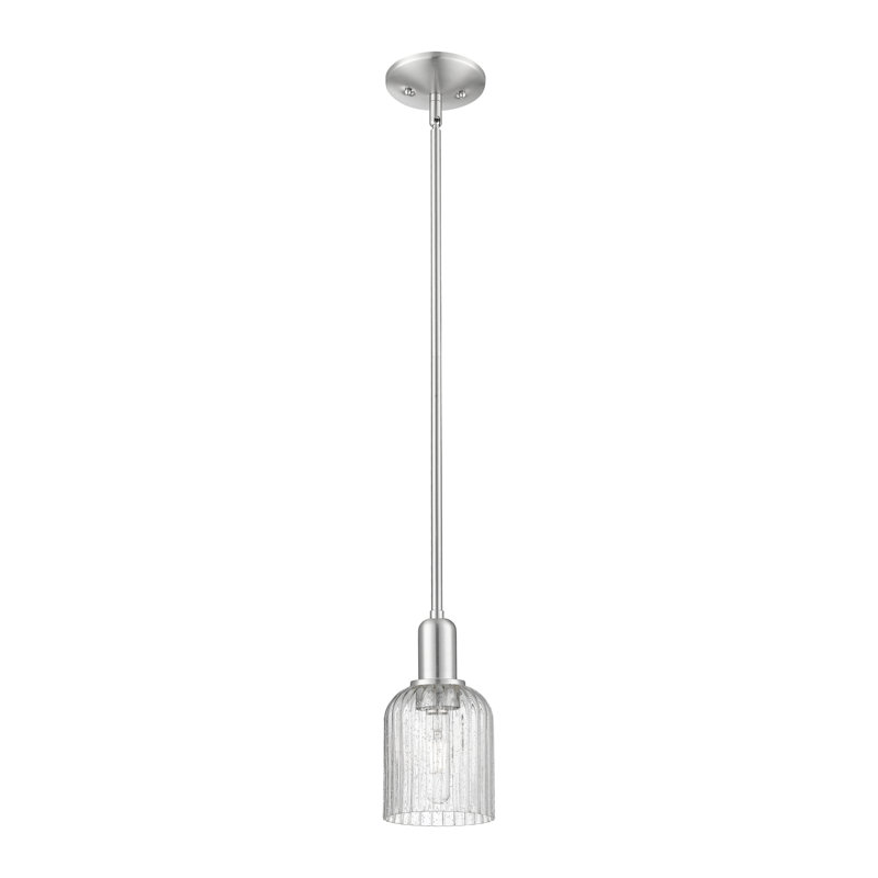 Downtown Urban - Voile de mariée - Mini-luminaire suspendu 1 tige, H 9,63 po x l 5 po x P 5 po, Grainé, Nickel satiné