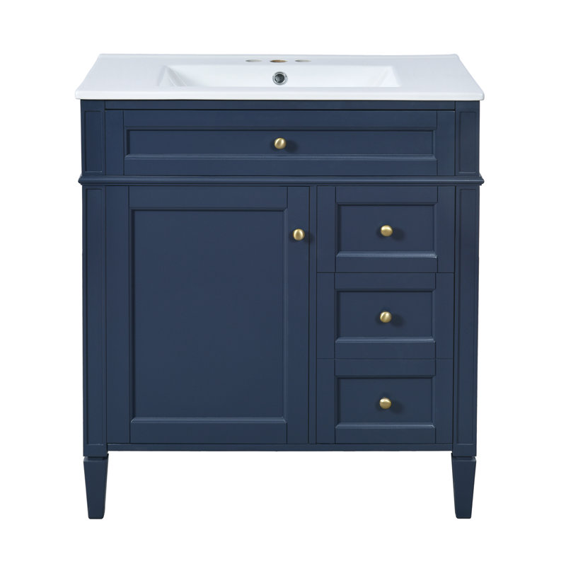 Meuble-lavabo de 30 po avec lavabo supérieur, Bleu