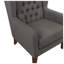 Fauteuil à oreilles classique avec dossier capitonné, revêtement gris foncé et pieds en bois massif-134542007