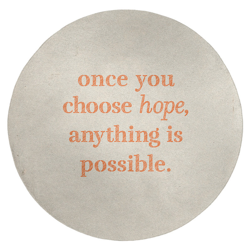 Tapis en chenille de polyester Quotes, Rond 5 pi