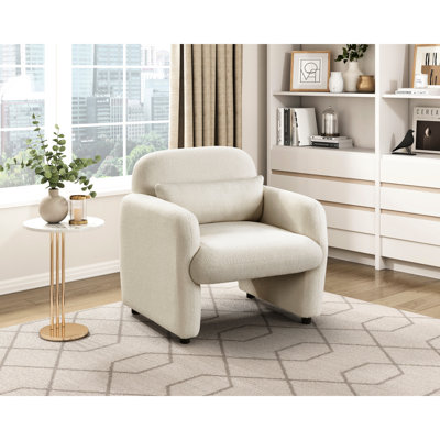 Fauteuil d'appoint contemporain rembourré beige Boucle