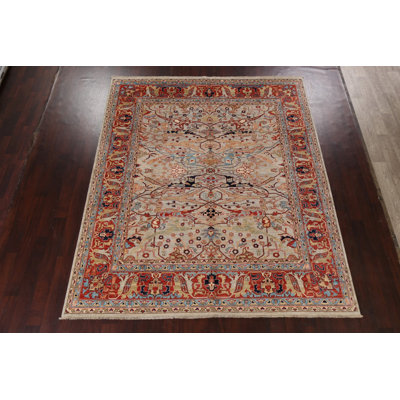 Tapis oriental unique en son genre noué à la main 8 pi 2 po x 9 pi 9 po Heriz Serapi