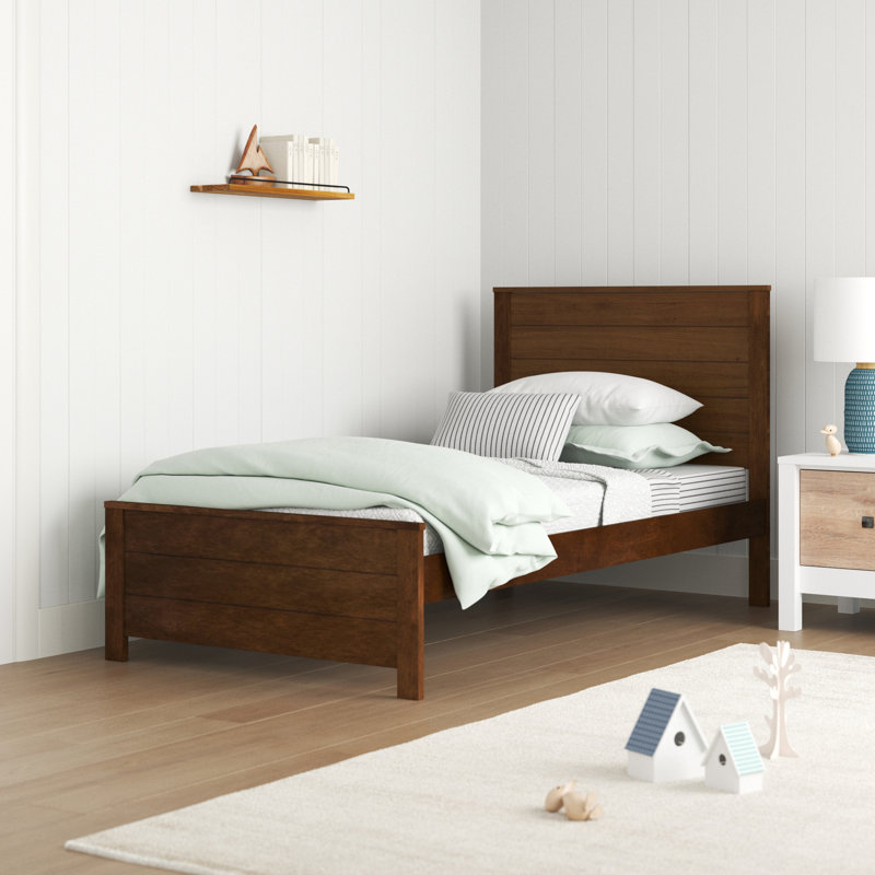 Lit plateforme en bois massif Louisville, Simple, Brun