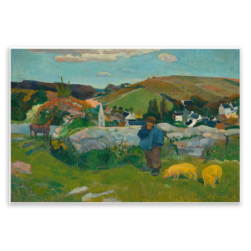«Classic Gauguin Swineherd», art mural par one1000paintings, H 10 po x l 15 po