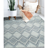 6x10 Ivory Hand-Knotted Wool Diamond Trellis Geometric Modern Contemporary Carpet Rug