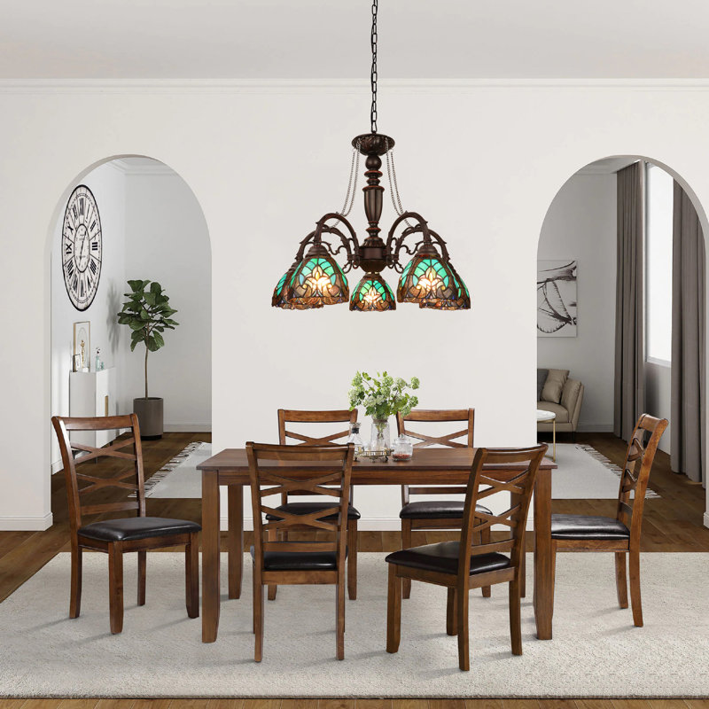 Kasson 5 - Light Glass Dimmable Classic / Traditional Chandelier, Green