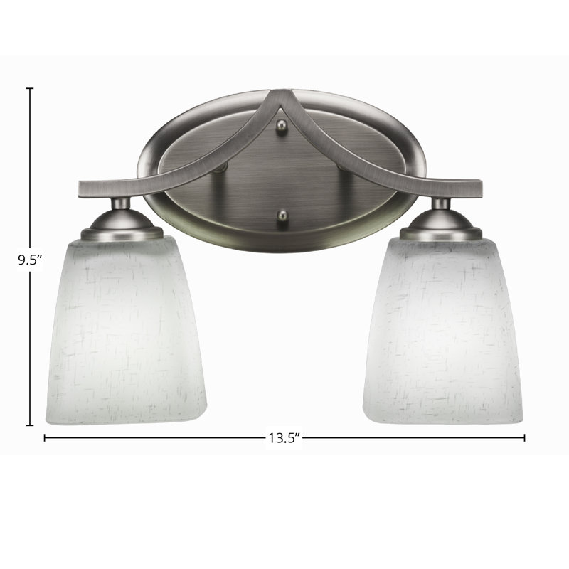 Barre d'éclairage de salle de bain 2 lumières Zilo, Mousseline blanche