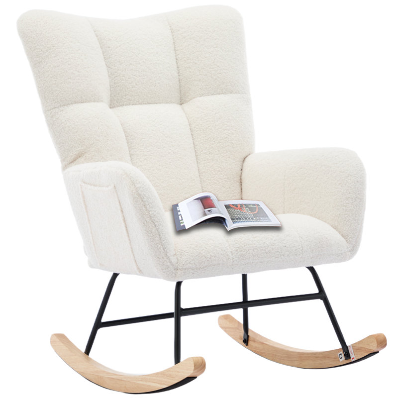 Chaises de peluche en bois massif rembourrées, Blanc
