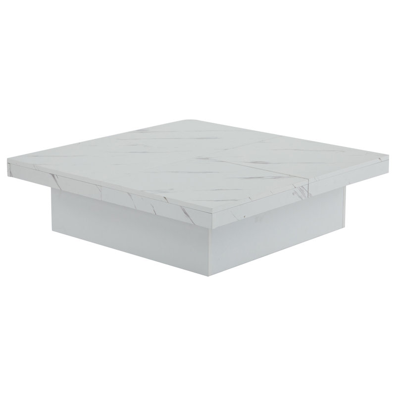 Frame Coffee Table with Storage, White