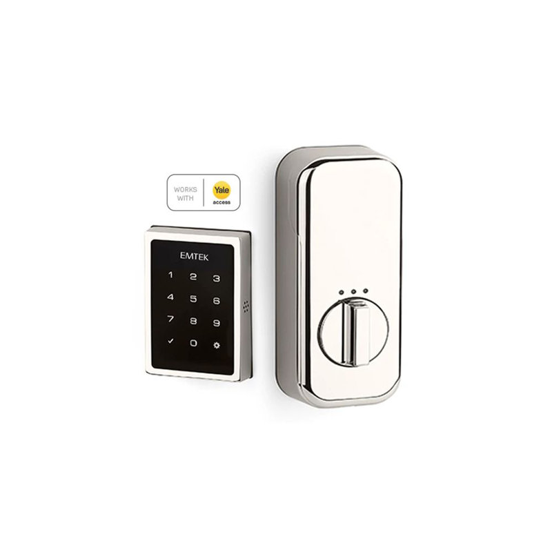 Serrure à pêne dormant à verrou tactile électronique Emtek EMPowered, Nickel poli