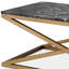 Coffee Table Criss Cross Brushed Brass Finish - Gray Marble