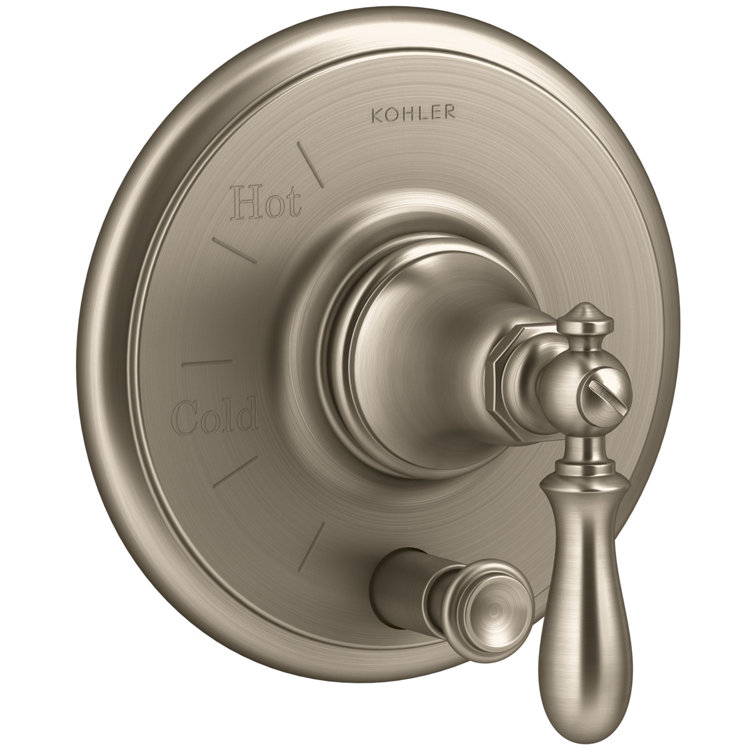 Artifacts Rite-Temp Pressure-Balancing Valve Trim with Push-Button Diverter and Swing Lever Handle
