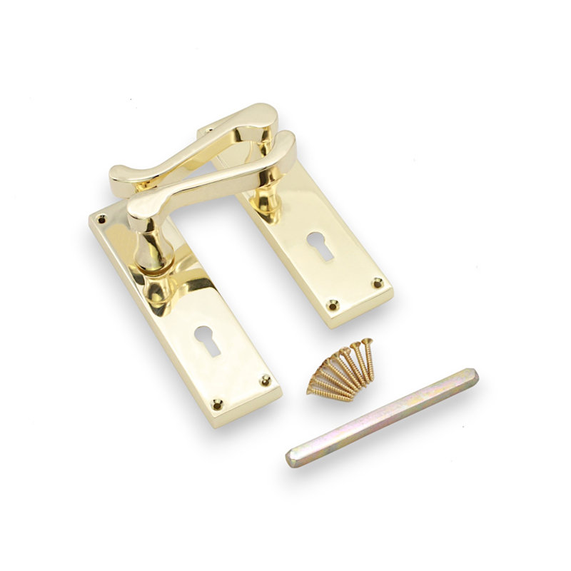 Victorian Scroll Lock Lever Handle 150mm Polished Brass