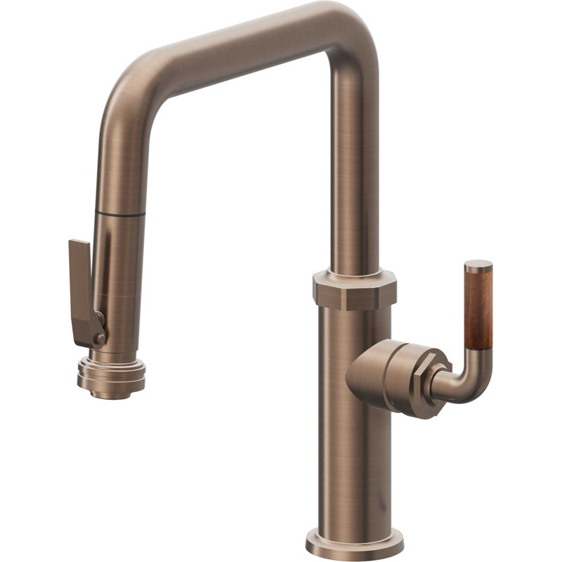 Descanso Kitchen Pull Down Kitchen Faucet With Squeeze Sprayer Quad Spout, Satin Bronze