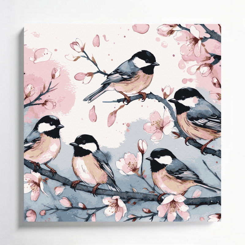 Oiseaux, art mural sur toile, mésange noire, H 12 po x l 12 po