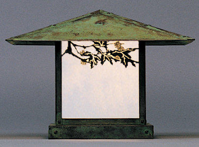 Paulis Pier Mount Light, 12.25" H x 17" W / Sycamore, Verdigris Patina, White Opalescent